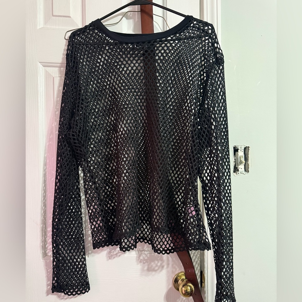 Black Fishnet Long Sleeve Top